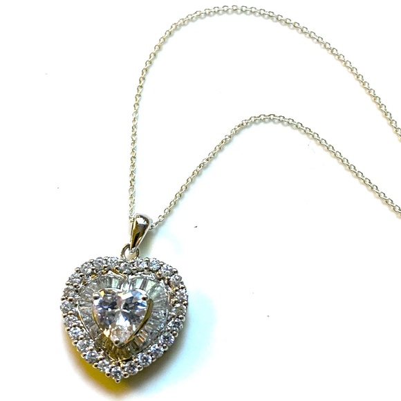 Sterling Silver Heart Shaped Multi Stone Necklace - Picture 6 of 6